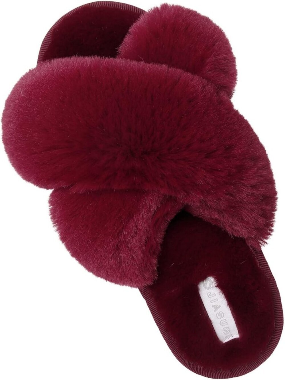 Women's Red Fuzzy Fluffy House Cozy Criss Cross Furry Open Toe Slipper Shoes